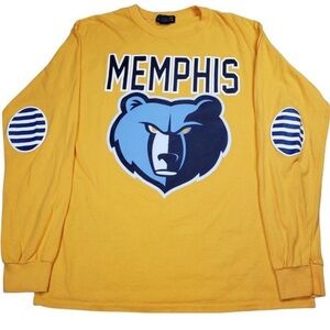 Memphis Grizzlies Shirt Adult Medium Yellow Long Sleeve Crew NBA Basketball Mens